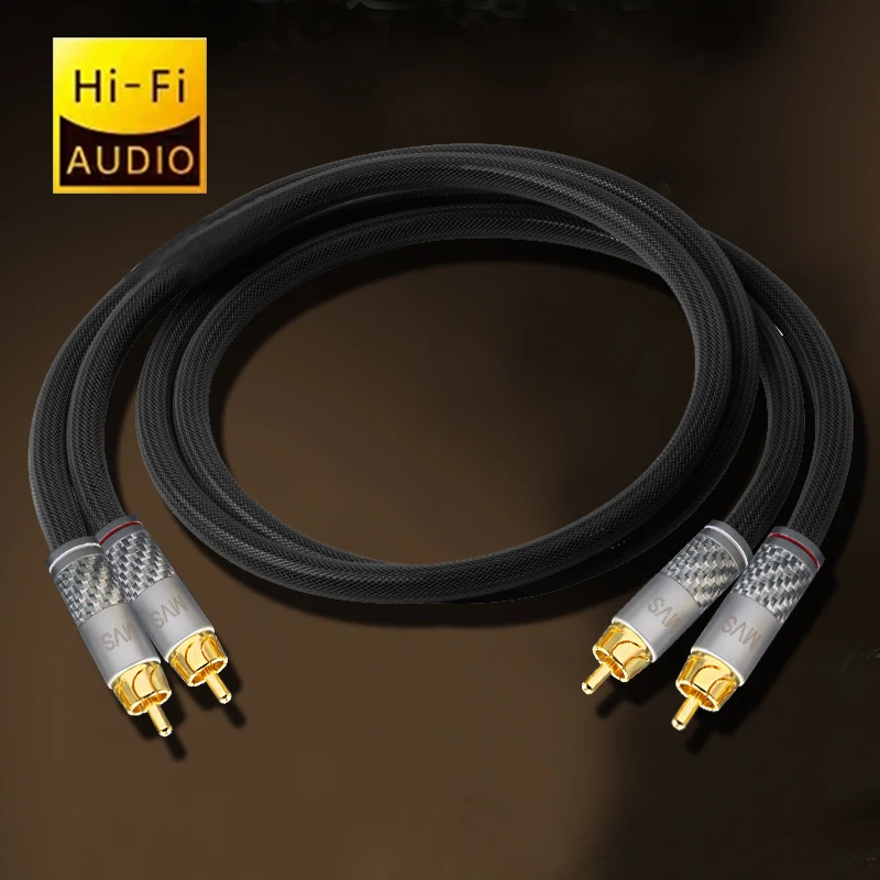 Fever single crystal copper gold plated signal cable 2RCA double lotus head audio cable two-to-two CD amplifier audio cable