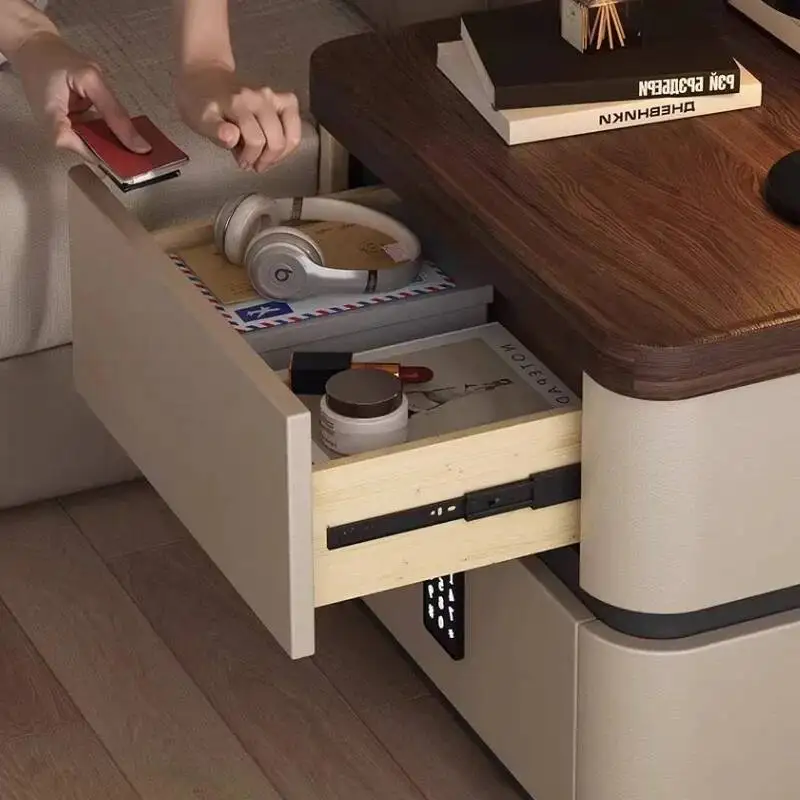 جانب طاولة ذكي بجانب السرير مع قفل مجمع، خزانة طاولة فاخرة بجانب السرير، خزانة، منضدة، أثاث غرفة النوم المنزلية