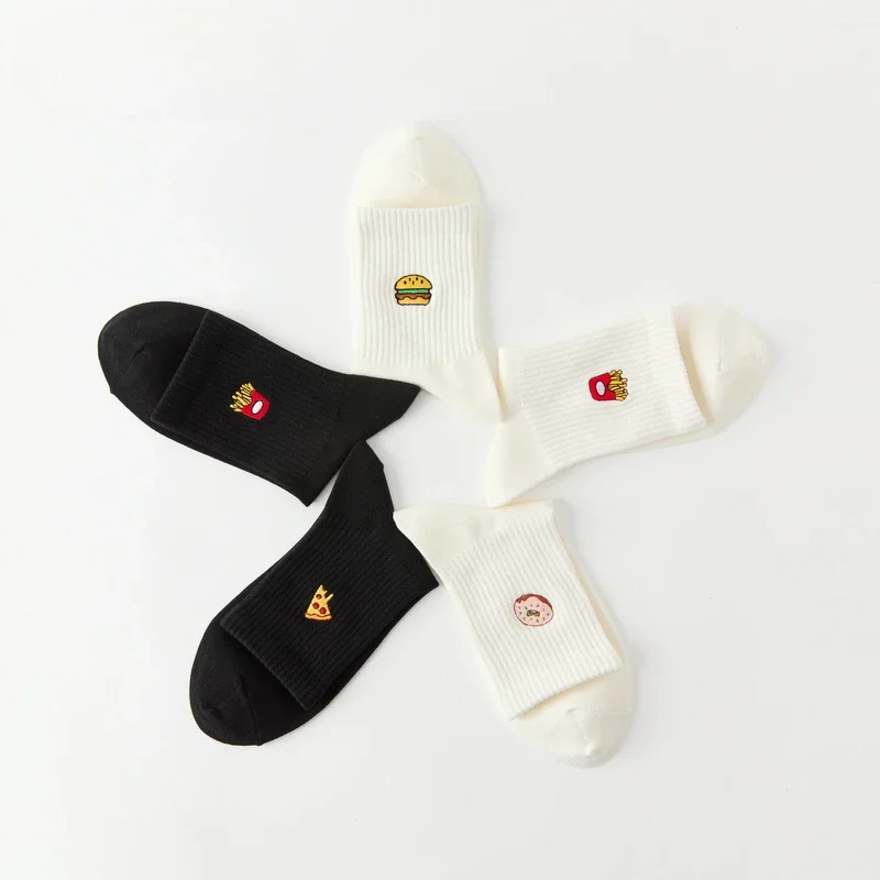 Short Socks Men's Street Trend Food Embroidery Combed Cotton