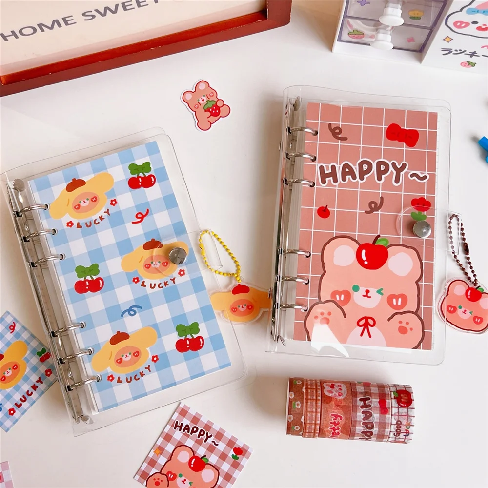 

Transparent Pvc Shell Hand Ledger Notebook High-Value Loose-Leaf Coil Notebook Cute Girl Heart Hand Ledger Material Set