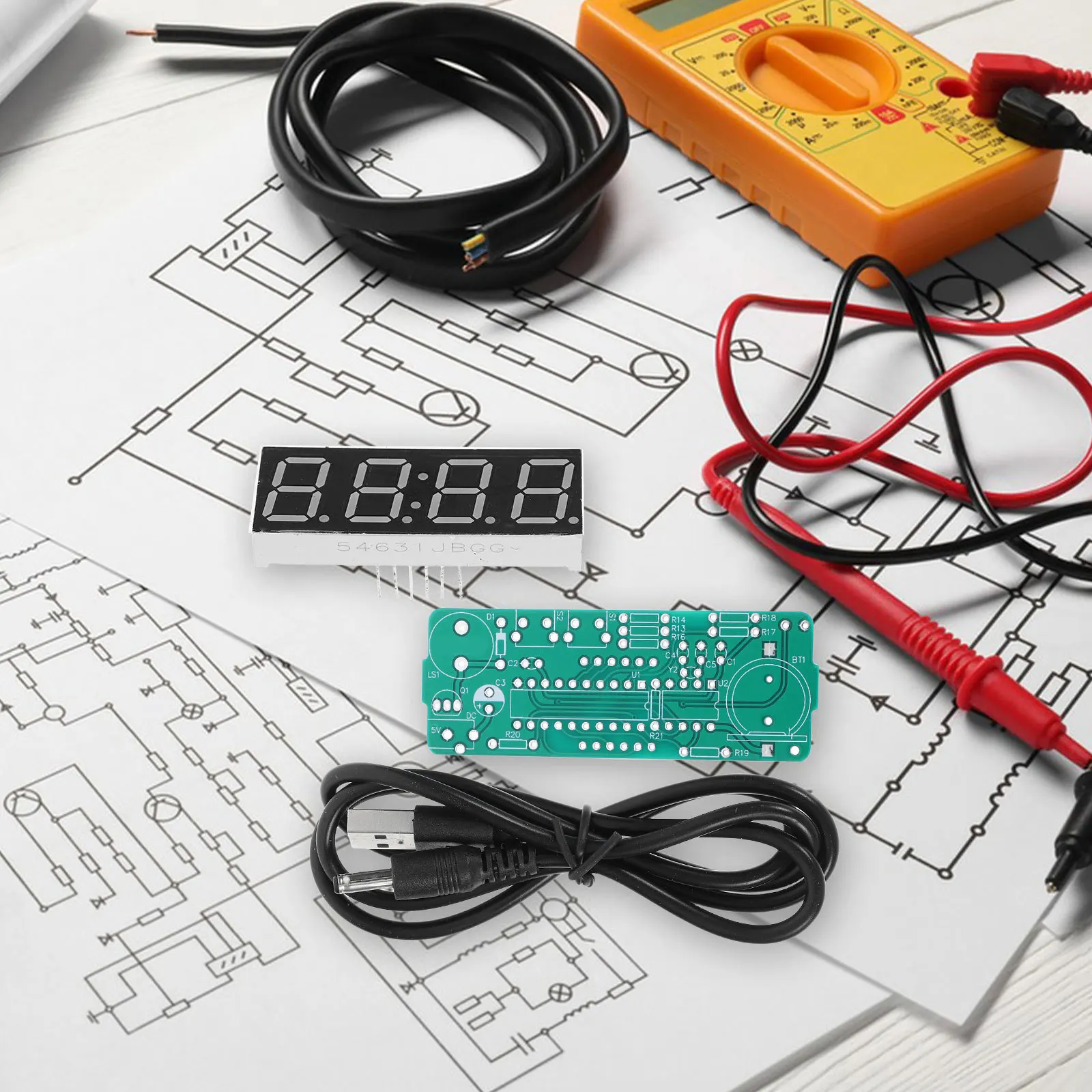

Digital Clock DIY Electronic Soldering Kit Temperature Date Display Project for Home Office Laboratory Soldering Iron
