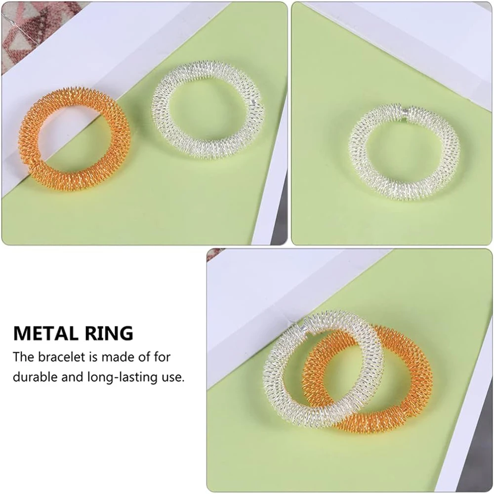 2Pcs Wrist Massage Ring Acupuncture Ring Health Wrist Massager Ring Acupressure Massage Ring Spiky Sensory Bracelet Bangles Ring