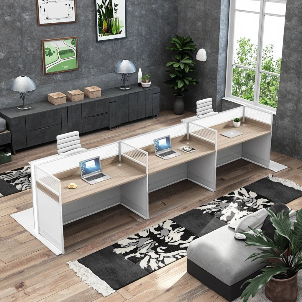 gdNew Customization Modern Staff Desk Executive Standing Office Desk Table and Chair Combination&