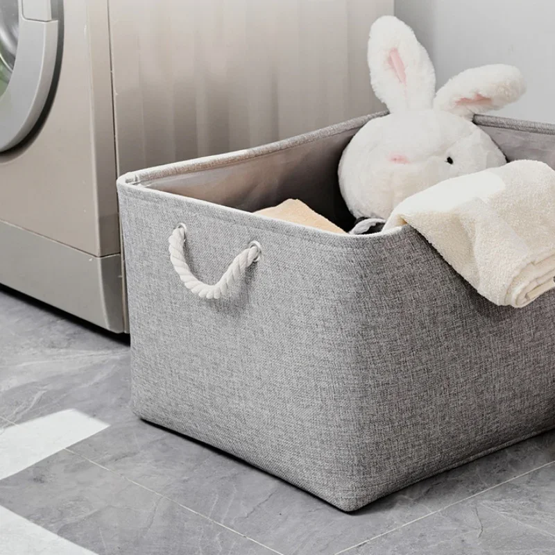 Foldable Storage Basket Large Capacity Clothes Storage Bag Linen Storage Box with Handle Toy Storage Sundries Sorting Basket