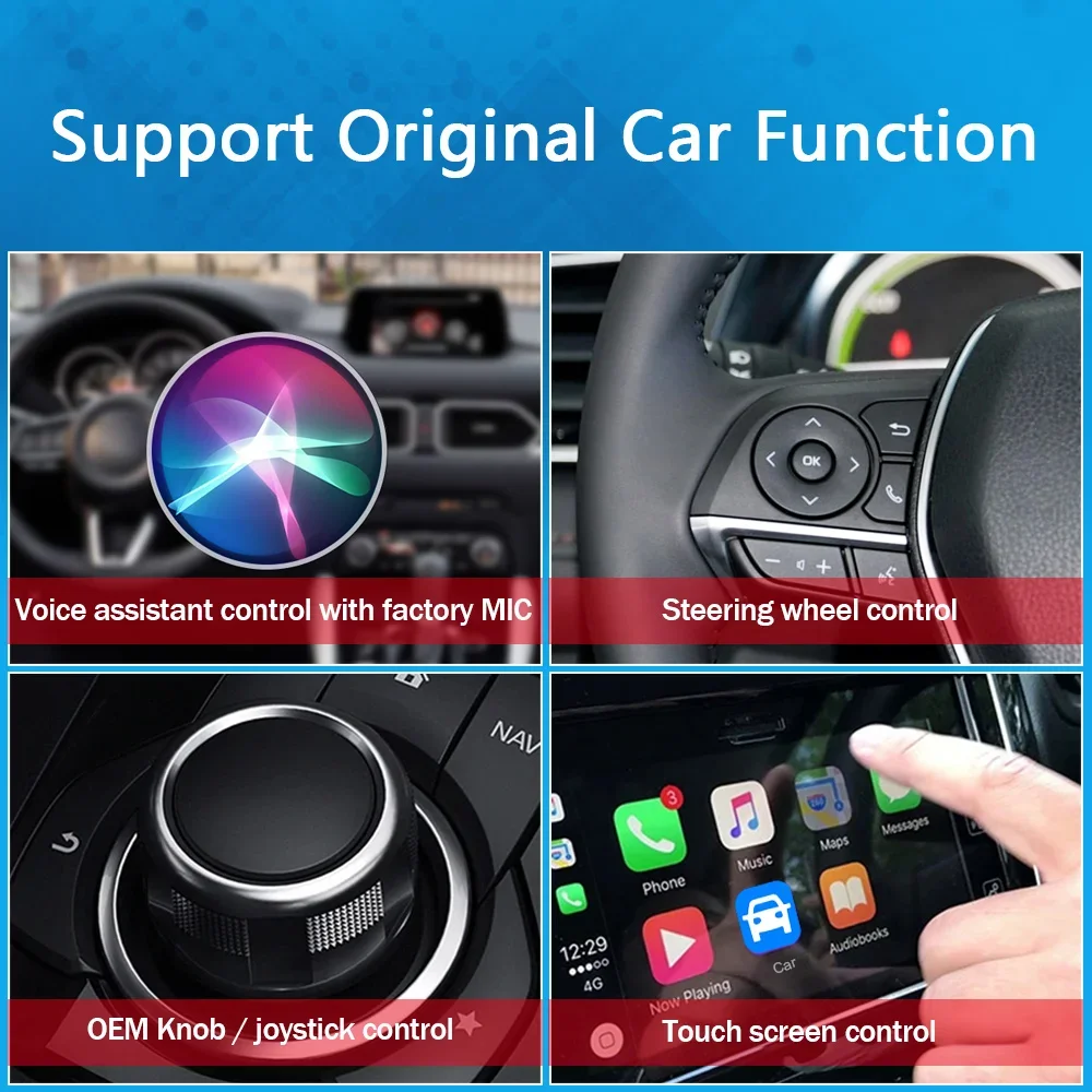 2 in 1 Wireless CarPlay Adapter & Android Auto Wireless Adapter, Plug & Plug for iPhone Wired to Wireless Netflix YouTube