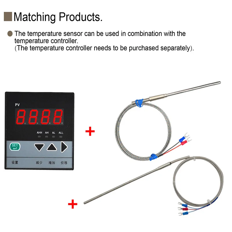 1100 degree K/PT100 Type Ungrounded 3-12mm/Threads Size NPT1/4-NPT3/8-NPT1/2 Controller Sheathed Thermocouple Temperature Sensor