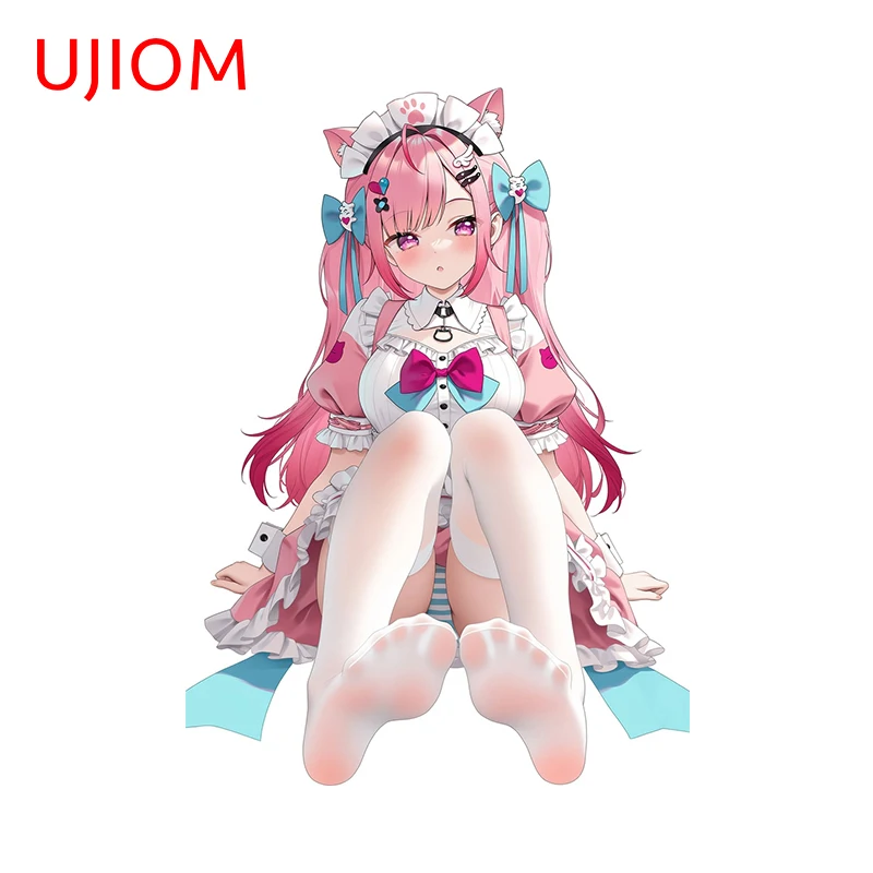 UJIOM for Hololive Pink Hair Girl Wall Stickers Cute Cartoon Laptop Window Decals Scratch Proof Bedroom Decoration Accessories