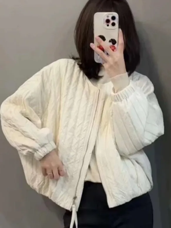 Loose Casual round Neck Jacket Women's Spring New Style Korean Version All-Match Small Size Jacket Super Beautiful Top