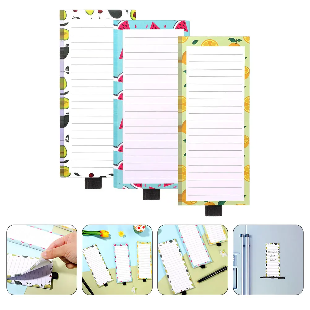 

Магнитный блокнот с 3 книгами для холодильника, блокнот со списком продуктов, клейкая подложка, заметки, отрывные страницы, многофункциональная бумага