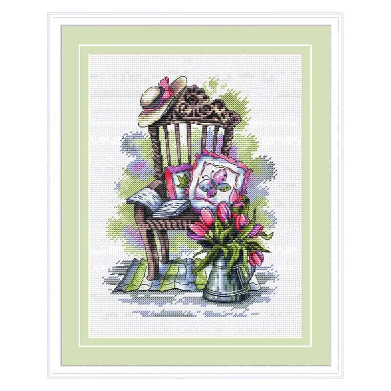 Fishxx Cross Stitch Kit Home Hand Sewing C1598 Comfortable Chair Leisure Time Precise Printing