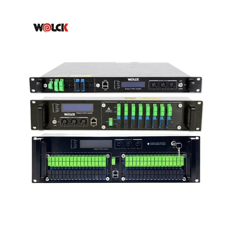 Wolck 1U 2U CATV 23db 22db 19db Fiber Optical Amplifier 4/8/16/32/64 Ports Puertos 1550nm EDFA with WDM