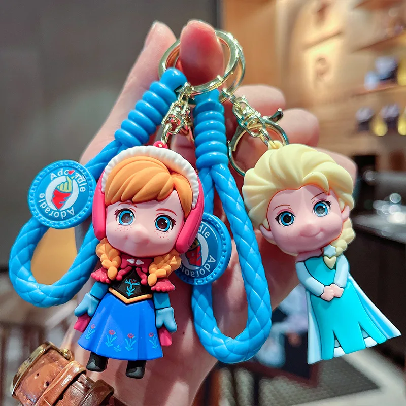 Cartoon Anime Disney gefroren Charakter Schlüssel bund Königin Elsa 3d Puppe Schlüssel ring Anhänger Frauen tasche Zubehör Geschenk für Tochter