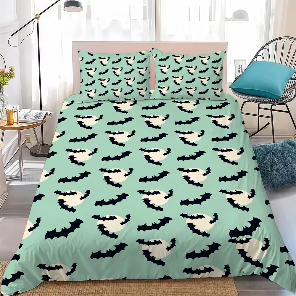 Halloween Flying Vampire Duvet Cover Set Home Style Bedding Soft Laundry Cotton Bed 3 Piece Set Student Dormitory Gift