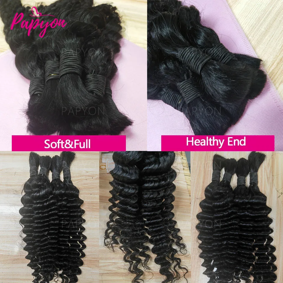 100 % Echthaar, tief gewellt, Boho-Zöpfe, Echthaar, 50 g/100 g/150 g, Flechthaarverlängerungen, kein Schuss, brasilianisches lockiges Haar zum Flechten – Detail 4