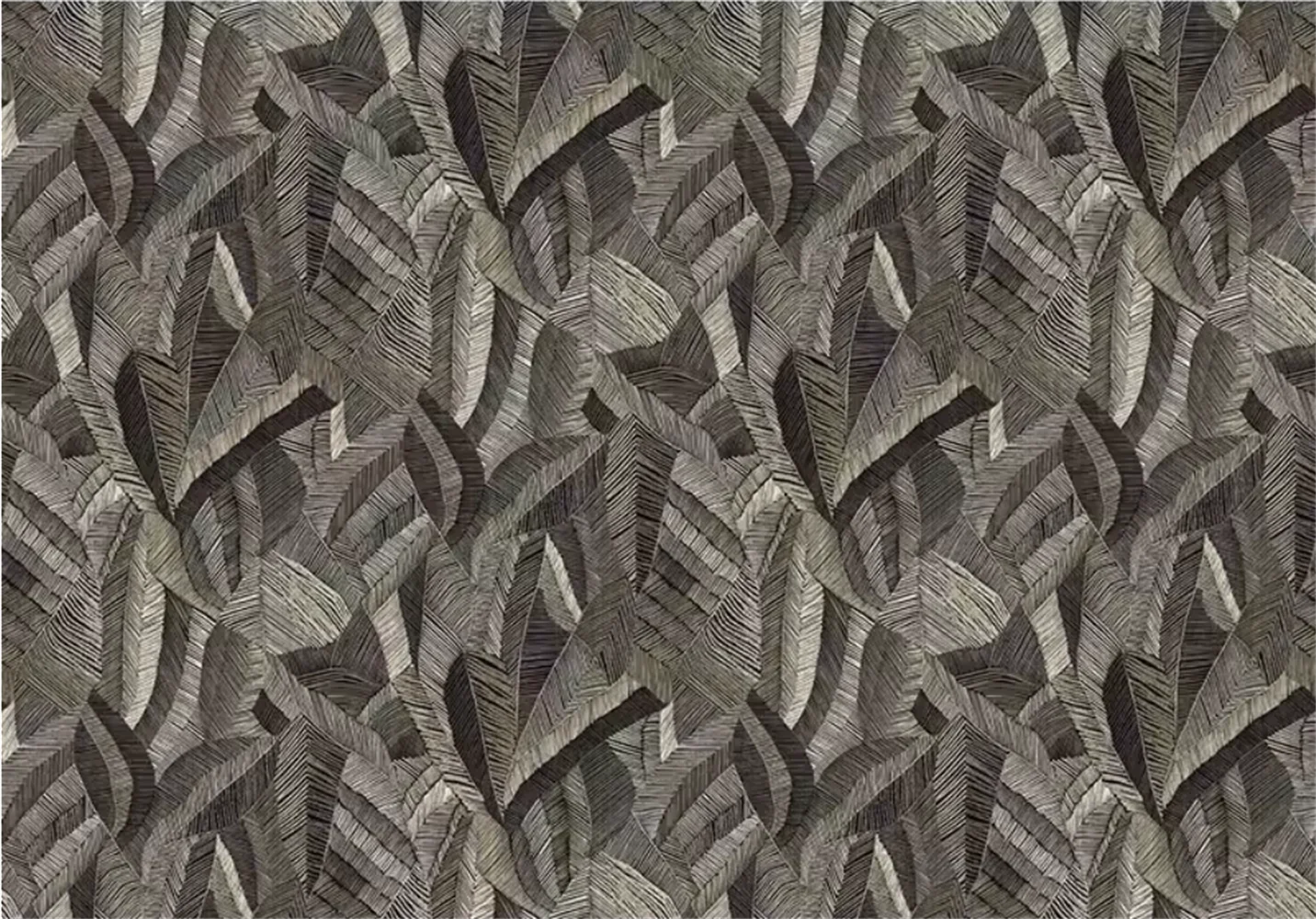 

Abstract Leaf Wallpaper with Colored Chalk Line Patterns Geometric Rhythm Banana Leaves Design Ancient Style Custom Wall Paintin