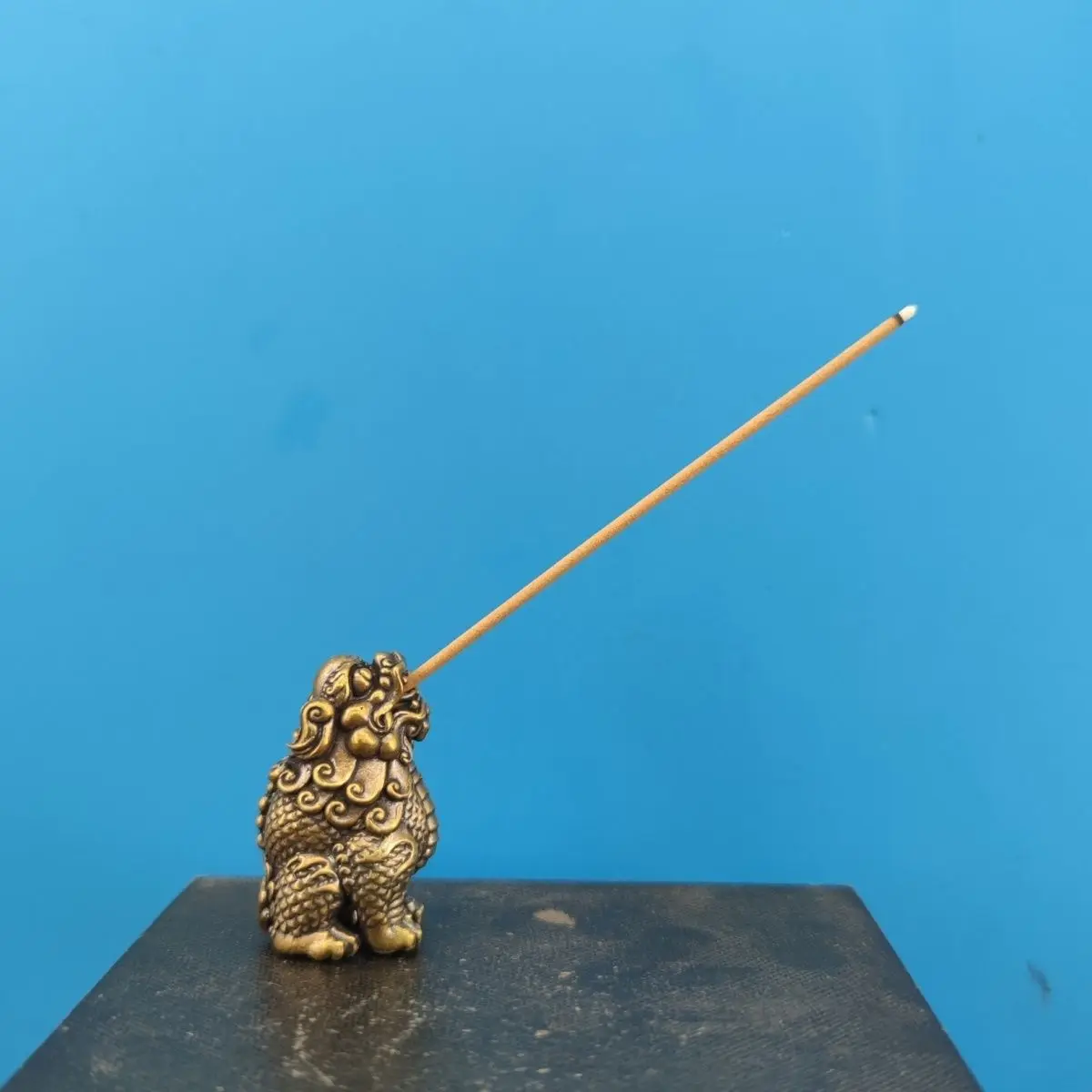 Solid Brass Mythical Animal  Tea Pet Incense Burner Desktop Decorative Item Line Incense Inverted Flow  Insert Creative Gift