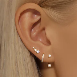 ROXI 925 Sterling Silver Tassel/Pearl Zircon piercing Earrings Set For Women 3/4 Pcs Gold Plated Circle Earring Party Jewelry