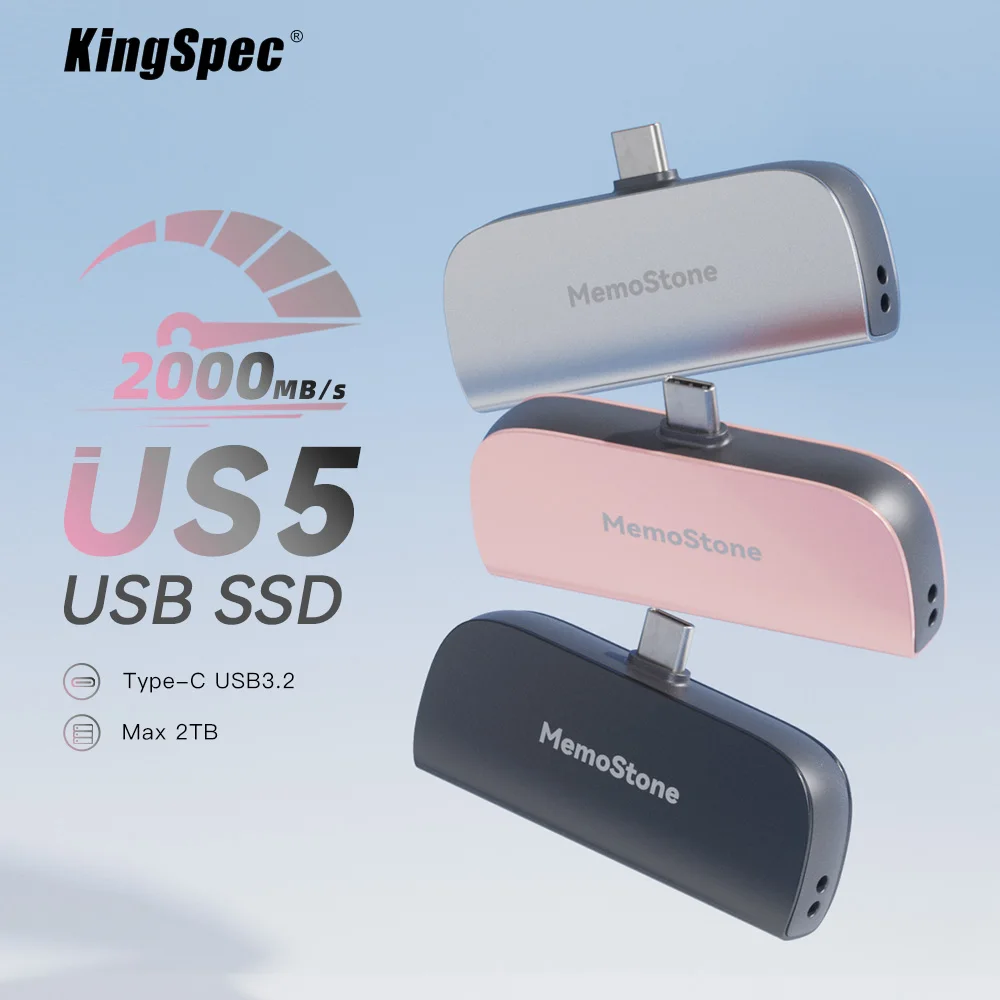 KingSpec 2000mbps 2TB 1tb 512gb Portable SSD USB 3.2 Gen2 Flash Drive US5 External Type C Disk Pendrive Disk for Laptop Desktop