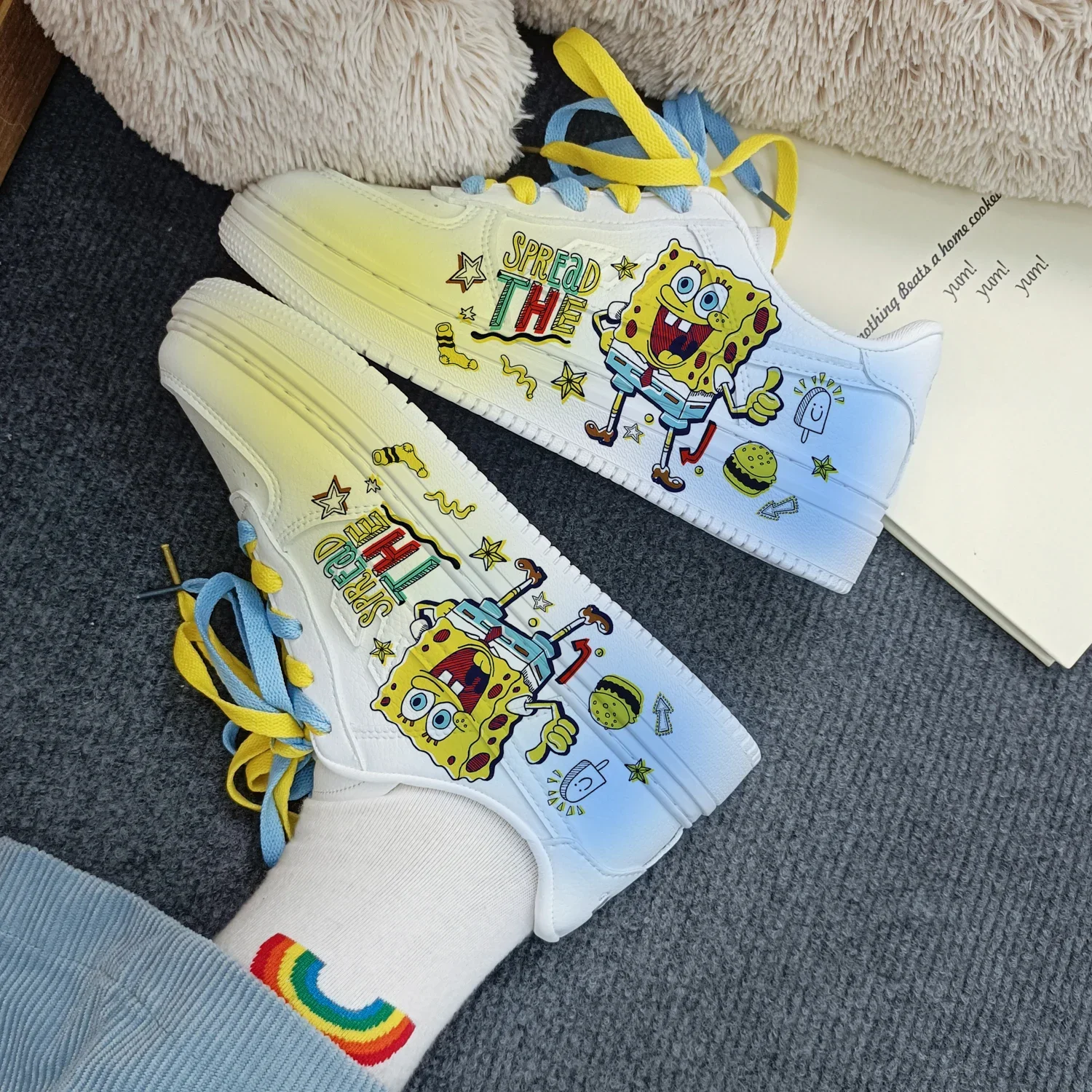 New cartoon SpongeBob SquarePants princess cute Casual shoes soft sports shoes for girlfriend gift EU size 35-44