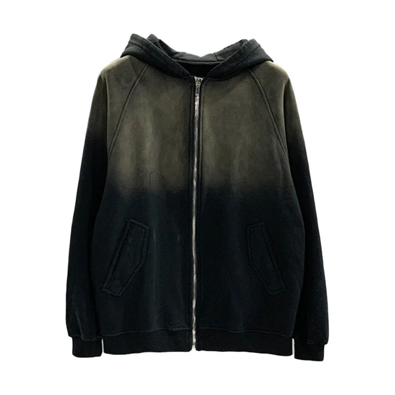 Moletons com Capuz Masculinos de Algodão Gótico com Zíper, Roupas Femininas Oversized, Jaqueta Preta de Outono Estilo High Streetwear