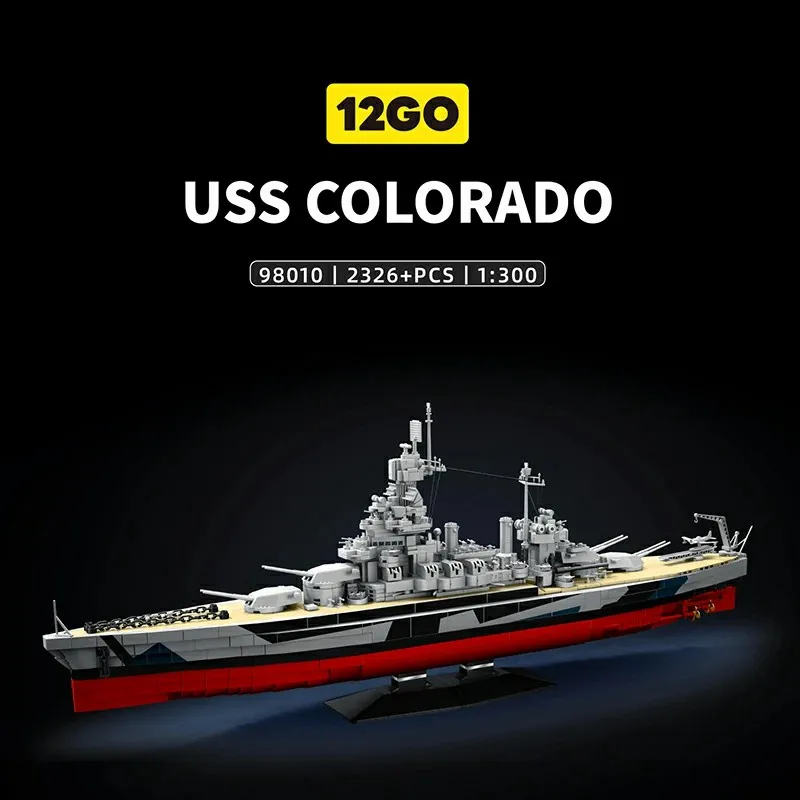 Klemmbausteine Militär 1:300 USS Colorado Bausteine Marine-Kampfschiff Technisches Modellbausatz Jungen Spielzeug Erwachsene Kinder Geschenk 2326 Teile