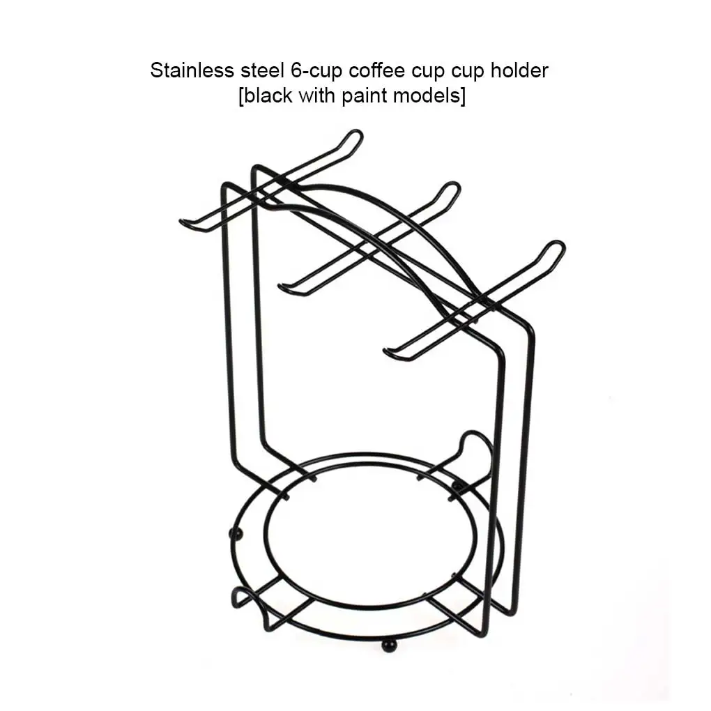 Kitchen Tabletop Coffee Mug Holder 6 Cups Stand BlackMetal Cups Holders Rack Drain Organizer Rack Nordic Home Organizer