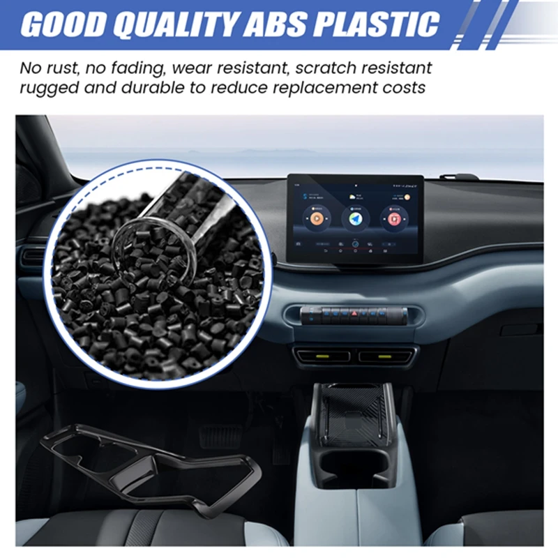 Black Car Interior Wireless Charging Pad Frame Cup Holder Cover Trim For BYD Dolphin Mini / BYD Seagull