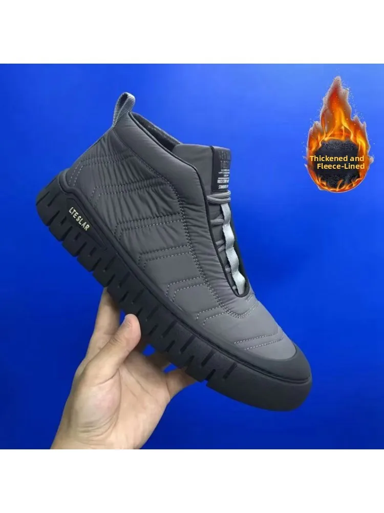 

Warm Fce Lined High Top Boots for Men Outdoor Snow Boots Casual Comfortable Soft Bot Boots Winter oes