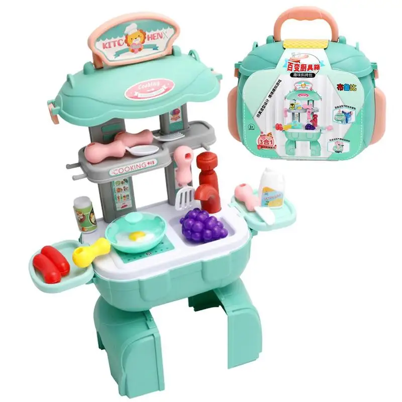 Kid Kitchen Set Pretend Food And Kitchen Playset Toys Portable Outdoor Playset For Birthday Gift Kids Over 3 Years Old Boys