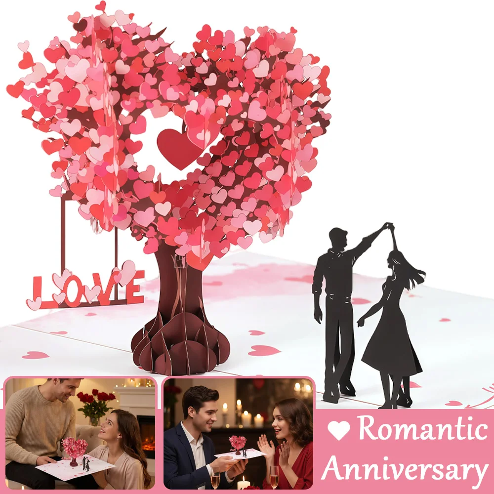 

3D Pop Up Valentine’s Day Greeting Card – Love Heart Tree Design for Weddings, Birthday,Mother's Day,Anniversaries & Gifts