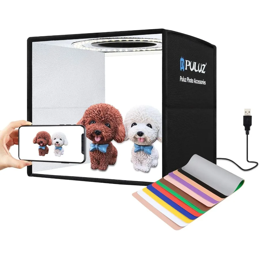 PULUZ-caja de luz portátil plegable para estudio fotográfico, 9,8, 25cm, brillo ajustable, iluminación para fotografía, Kit de tienda de tiro
