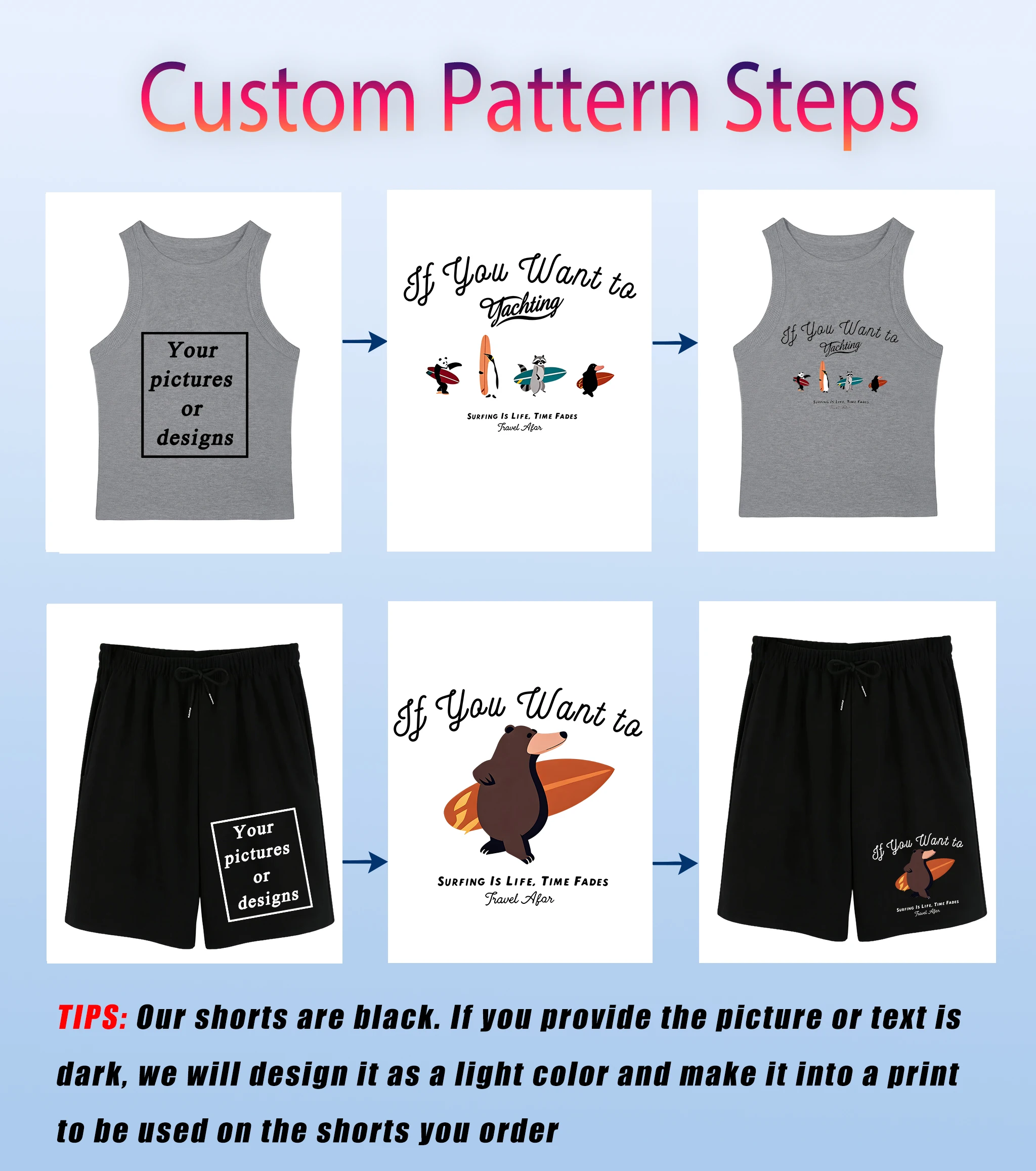 Personalized Customized Prints Korean Sport Street Tank Top Suit Men Gym Tight Thread Vest Loose Beach Pocket Pocket Short Pants view 4