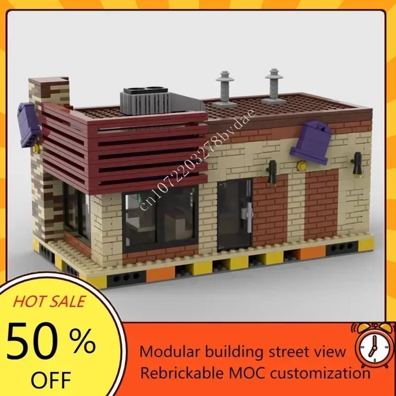 

1184 шт. Taco Bell MOC, пазлы на заказ, креативная модель с видом на улицу, архитектурная модель, сделай сам, сборка, развивающая игрушка на день рождения, подарок