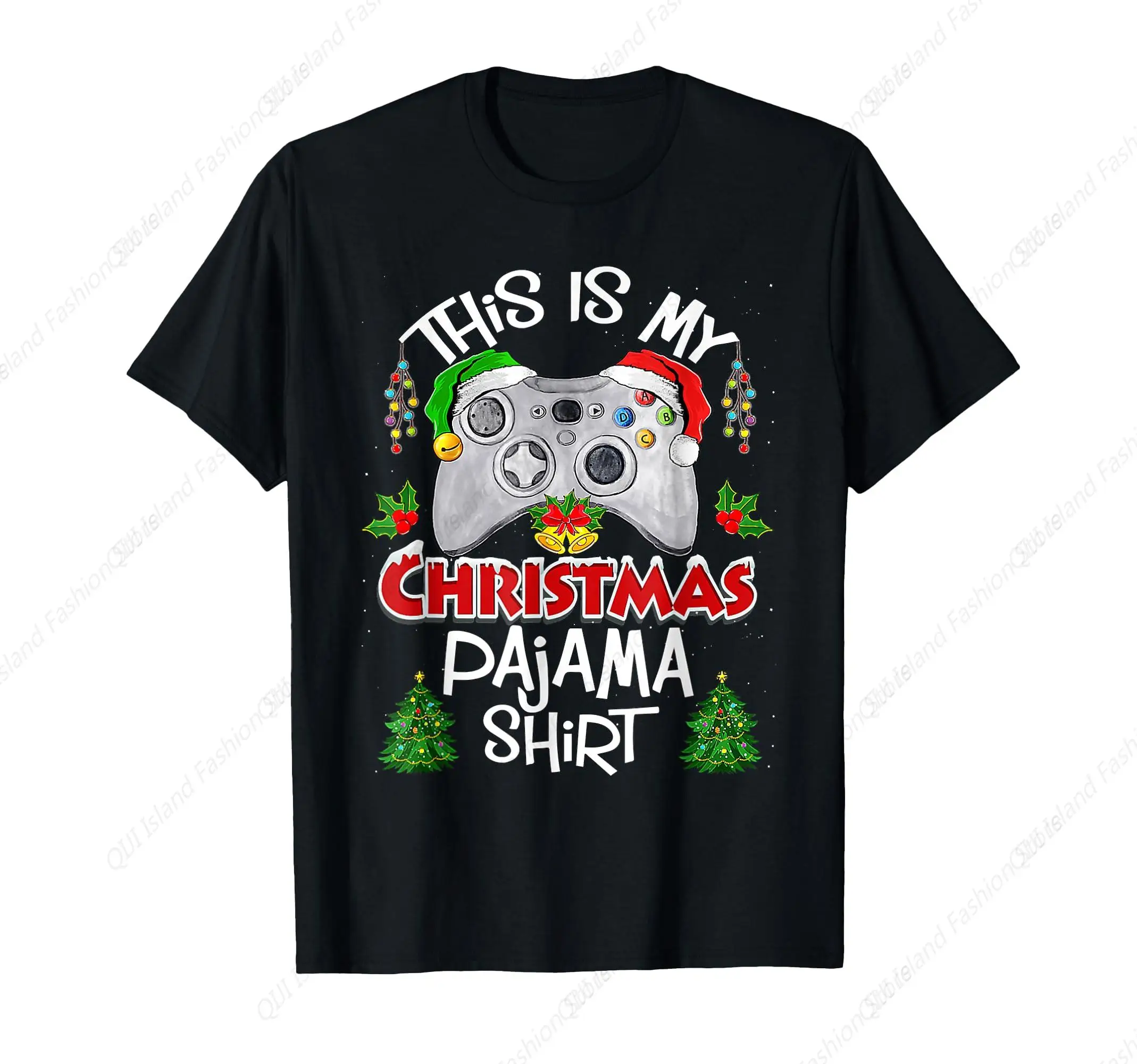 

This is My Christmas Pajama Santa Hat Gamer Video Games T-Shirt