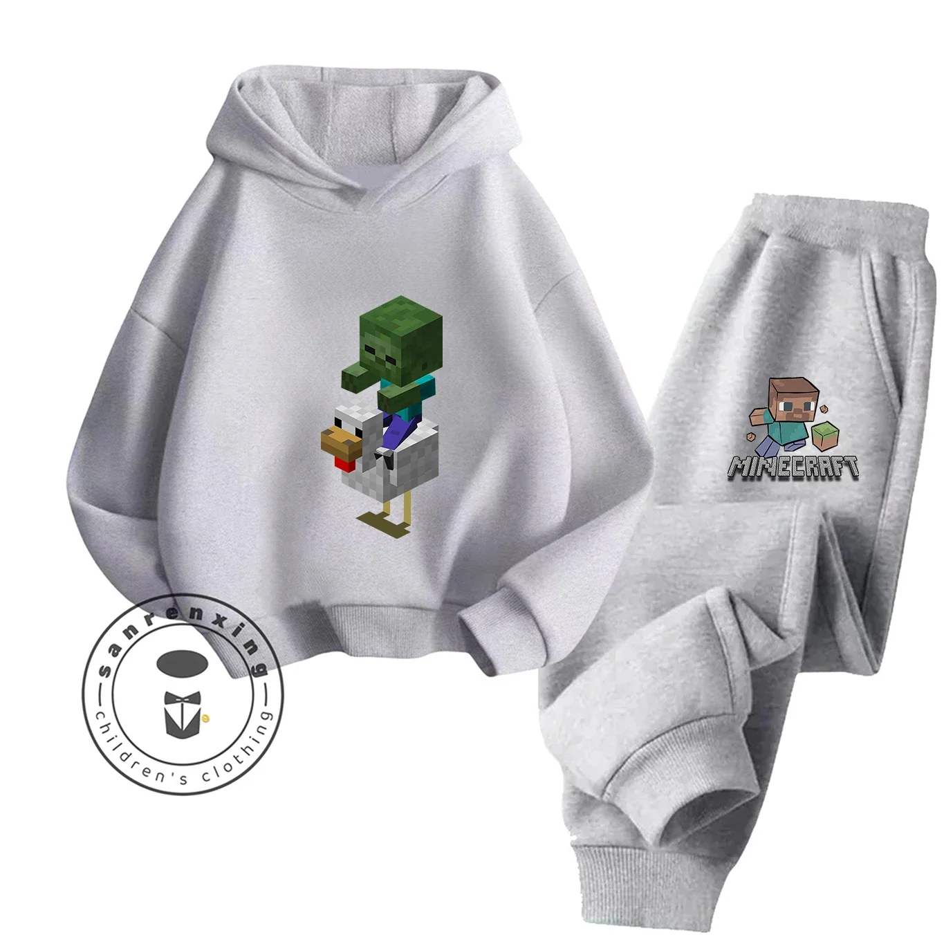 2025 Minecraft الكرتون المطبوعة هوديي مجموعة موضة جديدة للأطفال المراهقين بنين بنات عادية رائجة البيع الخريف الشتاء