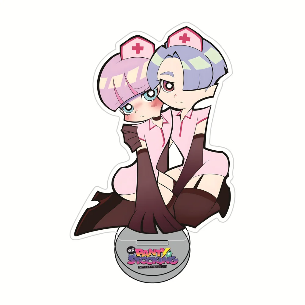 Panty & Stocking with Garterbelt 13cm Themed Acrylic Stand Figures Keychain Anime Collectible Standee, Desk Decor Gift for Fans