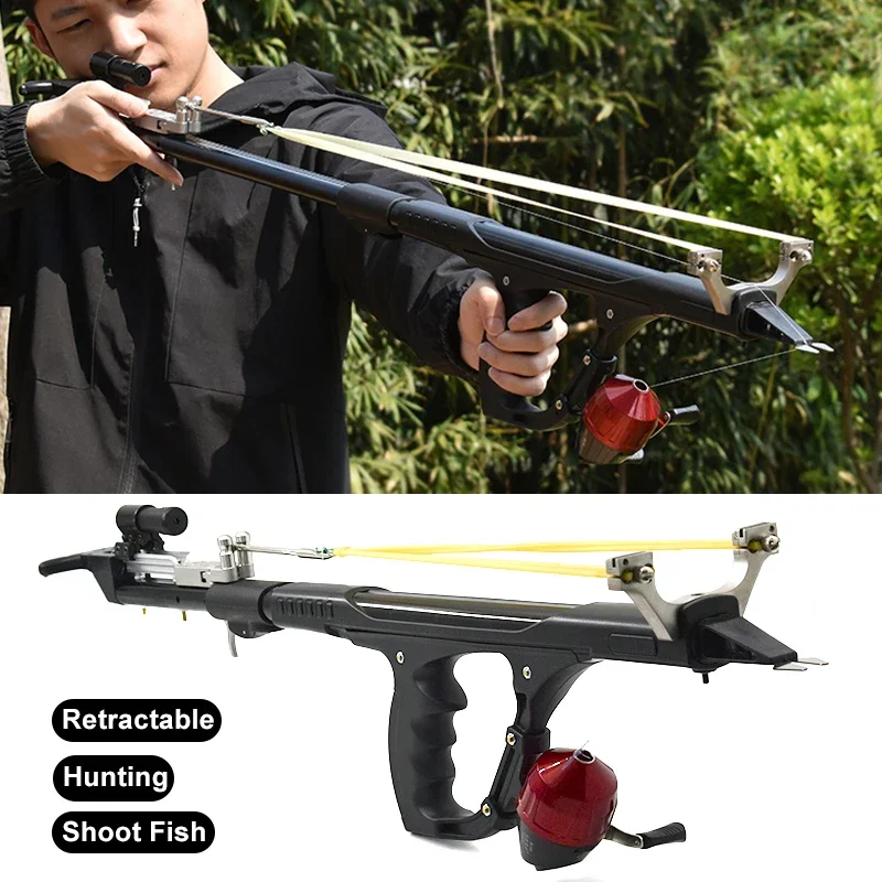 Professional Powerful Telescopic Fish Slingshot Hunting Equipment Archery Slingshot Field Shooting Slingshot Laser Slingshots