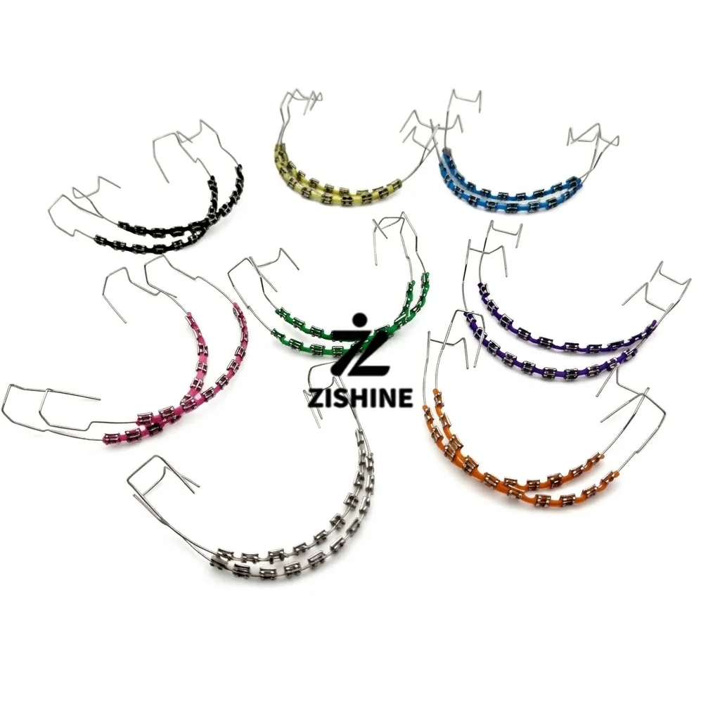 Fashion Fake Braces Tooth Jewelry Simulation Dental Orthodontic Brackets Teeth Decoration Colorful Chain Arch Wire for Cosplay