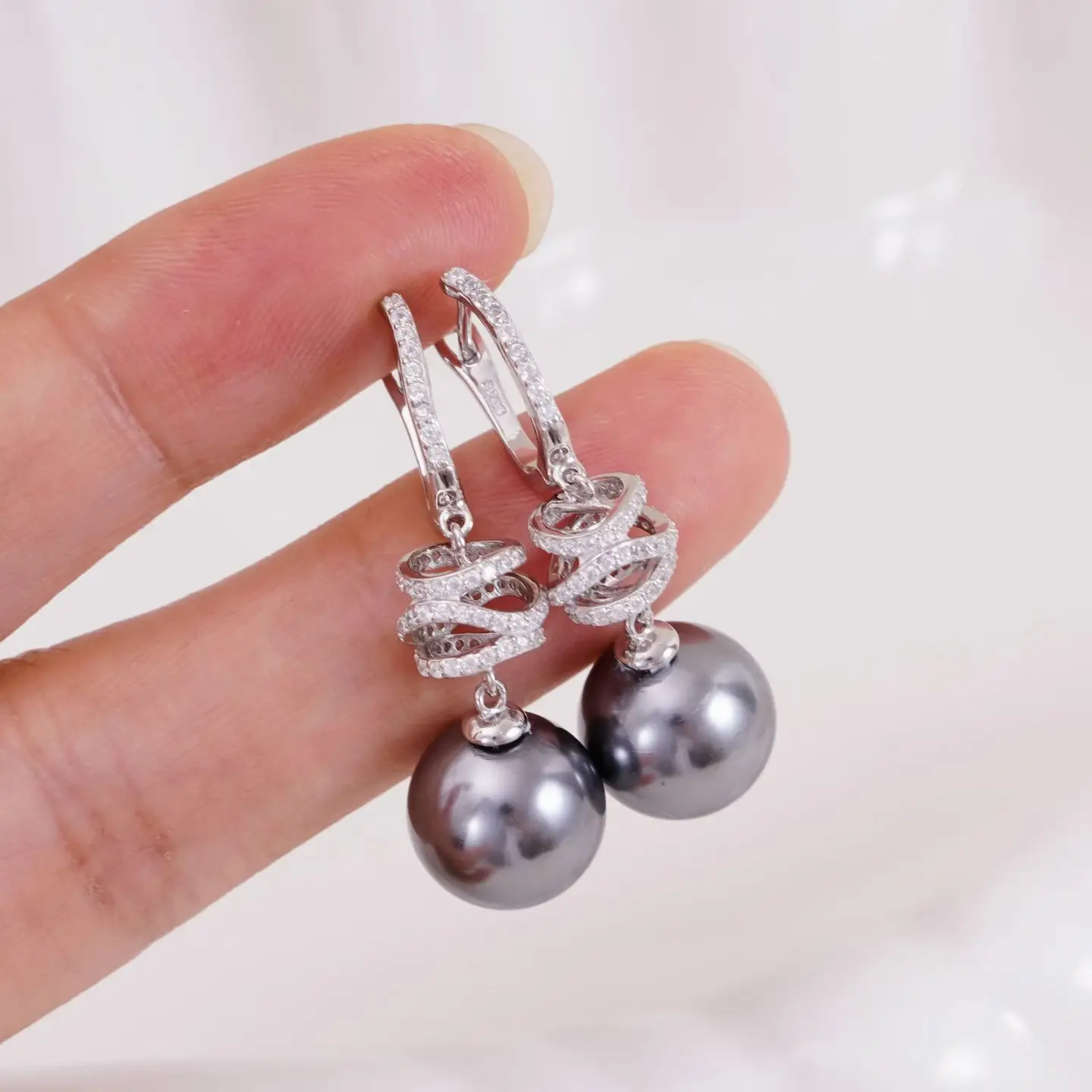 

S925 Sterling Silver Earrings Base Findings Mountings Jewelry Mounts Fittings Accessories for 11-12mm Pearls