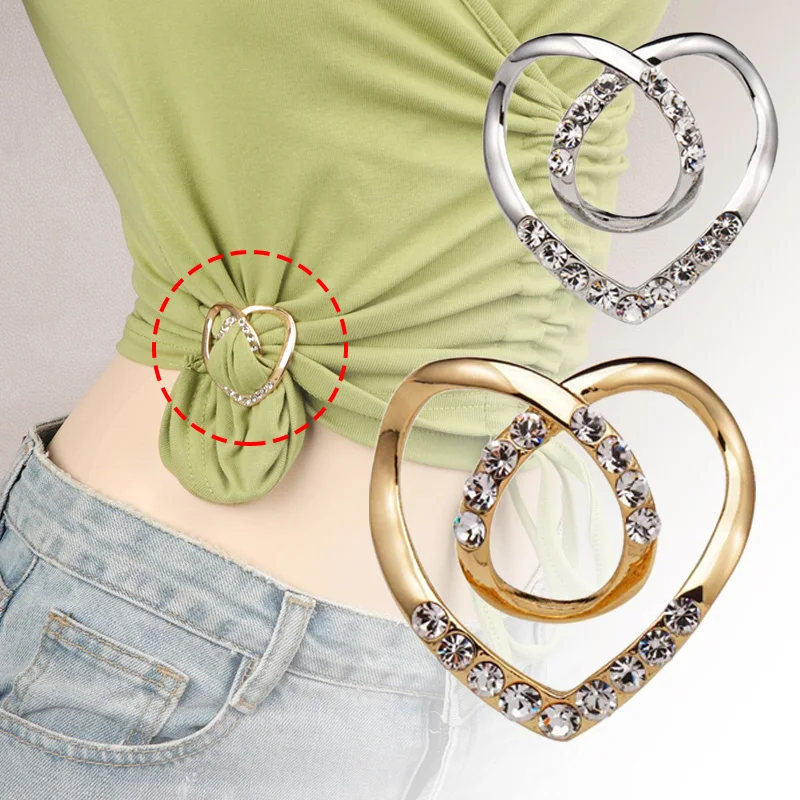 Heart Scarf Buckle Brooch Geometric Elegant T-shirt Clothing Corner Knotted Brooches Dual-purpose Hem Shirt Buckle Accessories