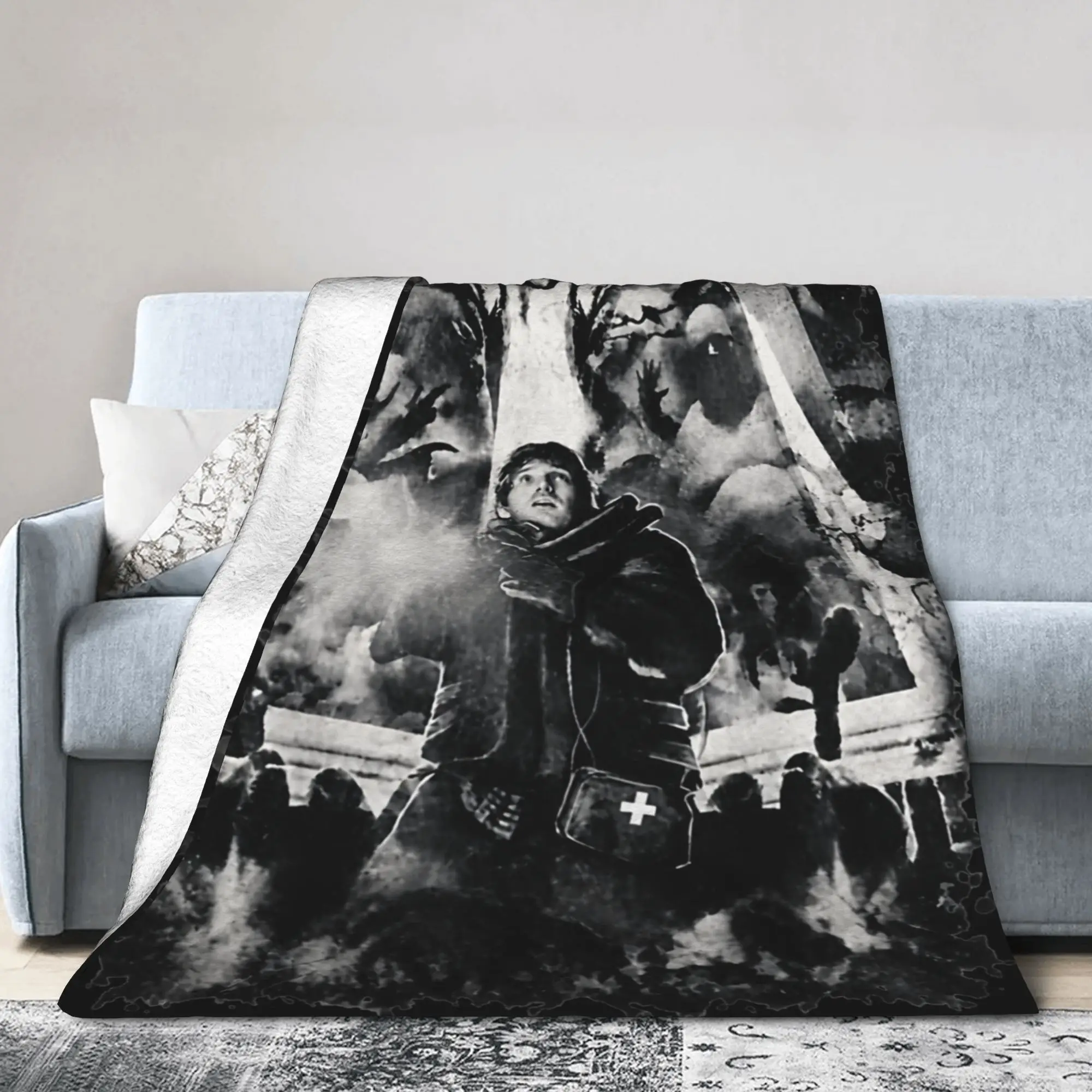 2026 RE Movie Bryan Horror Graphic Coral Fleece Plush Throw Blanket R-Residents Blankets for Bed Travel Ultra-Soft Bedroom Quilt