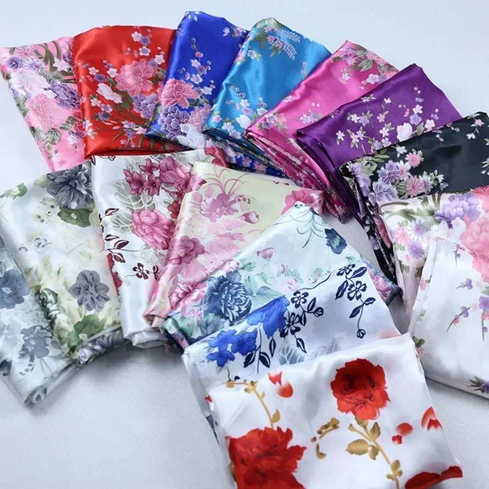 200*150cm Printed Simulated Silk Satin Fabric Kimono DIY Sewing Floral Fabric Home Furniture Decoration Material Cloth