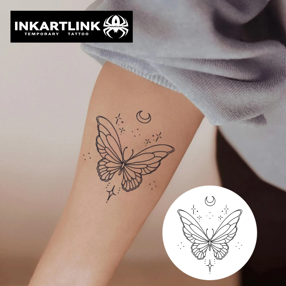 Butterfly temporary tattoo sticker, waterproof magic tattoo, lasts to 15 days fake tattoo, semi permanent tattoo