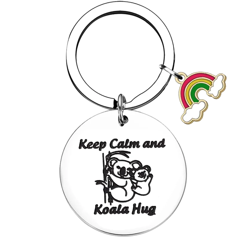 New Koala Bear Gift Key Chain Ring Keep Calm and Koala Hug keychains pendant Koala Lover gift Family Friends gift