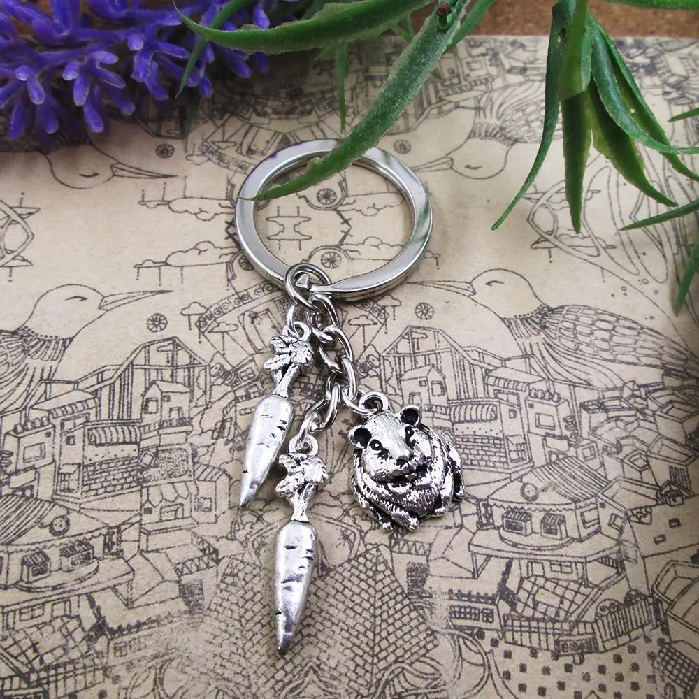 guinea pig carrot cute key ring Antique Charm keyring Gift Birthday