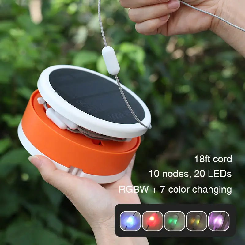 Lâmpada recarregável impermeável Tent Lights Solar Camping Lamp String Lights Caminhadas Luz de emergência Lâmpada recarregável ao ar livre, 2023, Novo