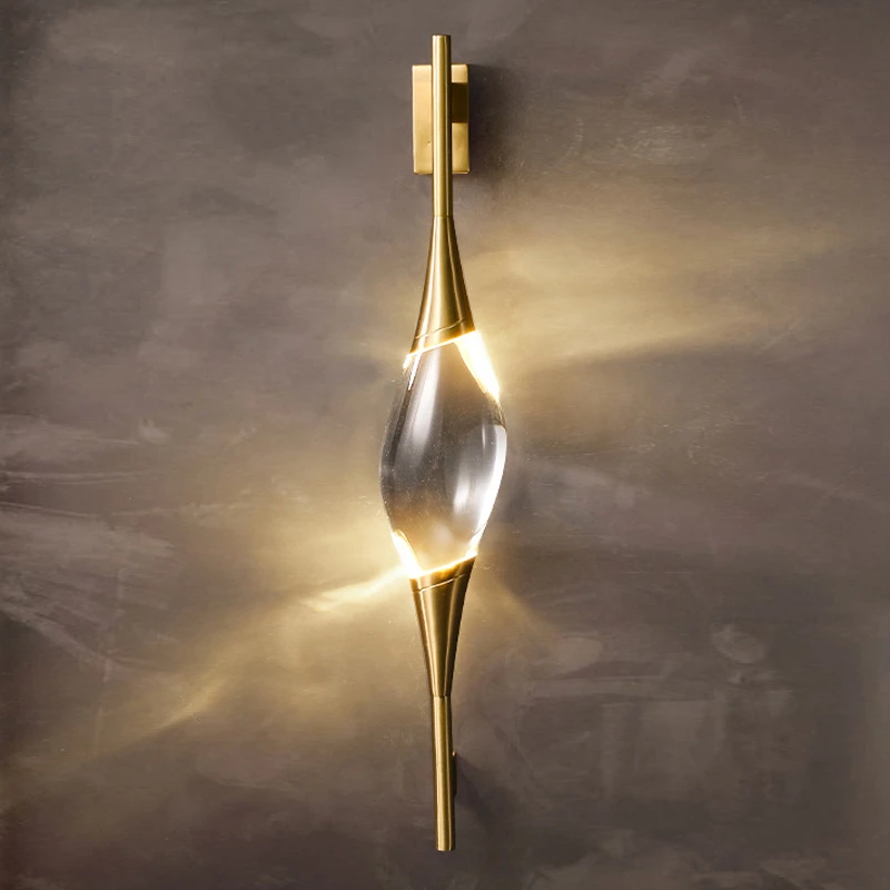 Imagem -02 - Pós Moderna Lâmpada de Parede Cristal Cobre Corpo Luz Cabeceira da Escada Bronze Foyer Sala Jantar Iluminação Parede 3000k Dropshipping