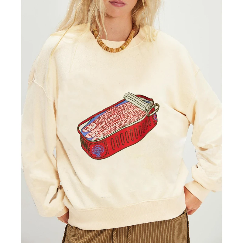 Damska luźna bluza Combhasaki w stylu Y2k z nadrukiem wieloryba/konia, z długim rękawem, okrągłym dekoltem, codzienna bluza oversize z kapturem.