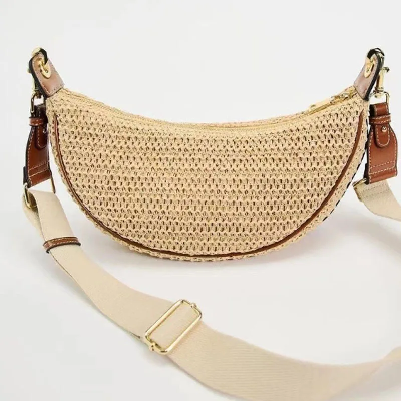 Bolso cruzado tejido de paja para mujer, bandolera de hombro tejida para playa, vacaciones, compras, Verano