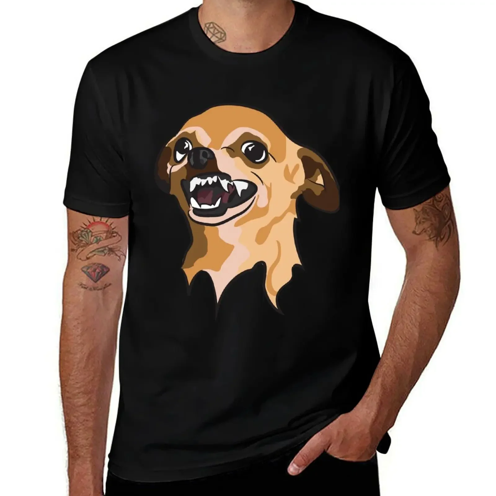 Angry Chihuahua cartoon T-Shirt rapper graphic tees graphic t shirt vintage cheap stuff man clothes t shirts for men graphic